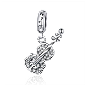 Guitar 925 Sterling Silver Dangle Charm - jolics