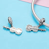 Guitar 925 Sterling Silver Dangle Charm - jolics