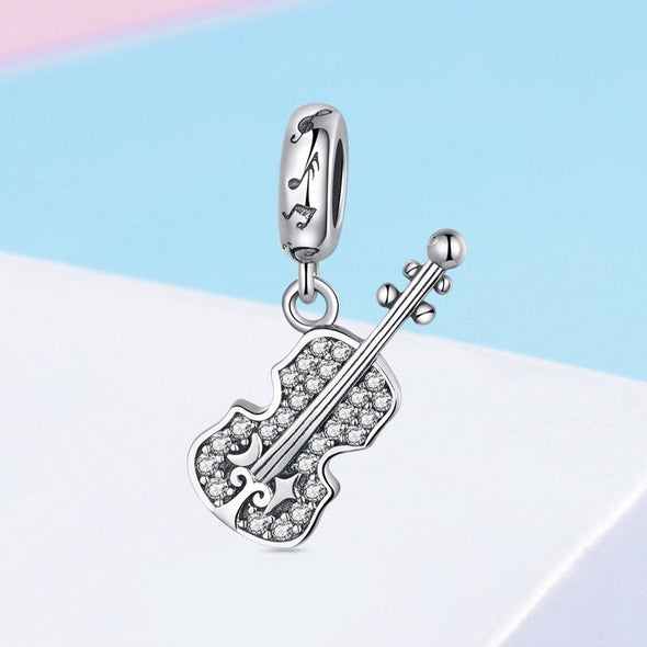 Guitar 925 Sterling Silver Dangle Charm - jolics