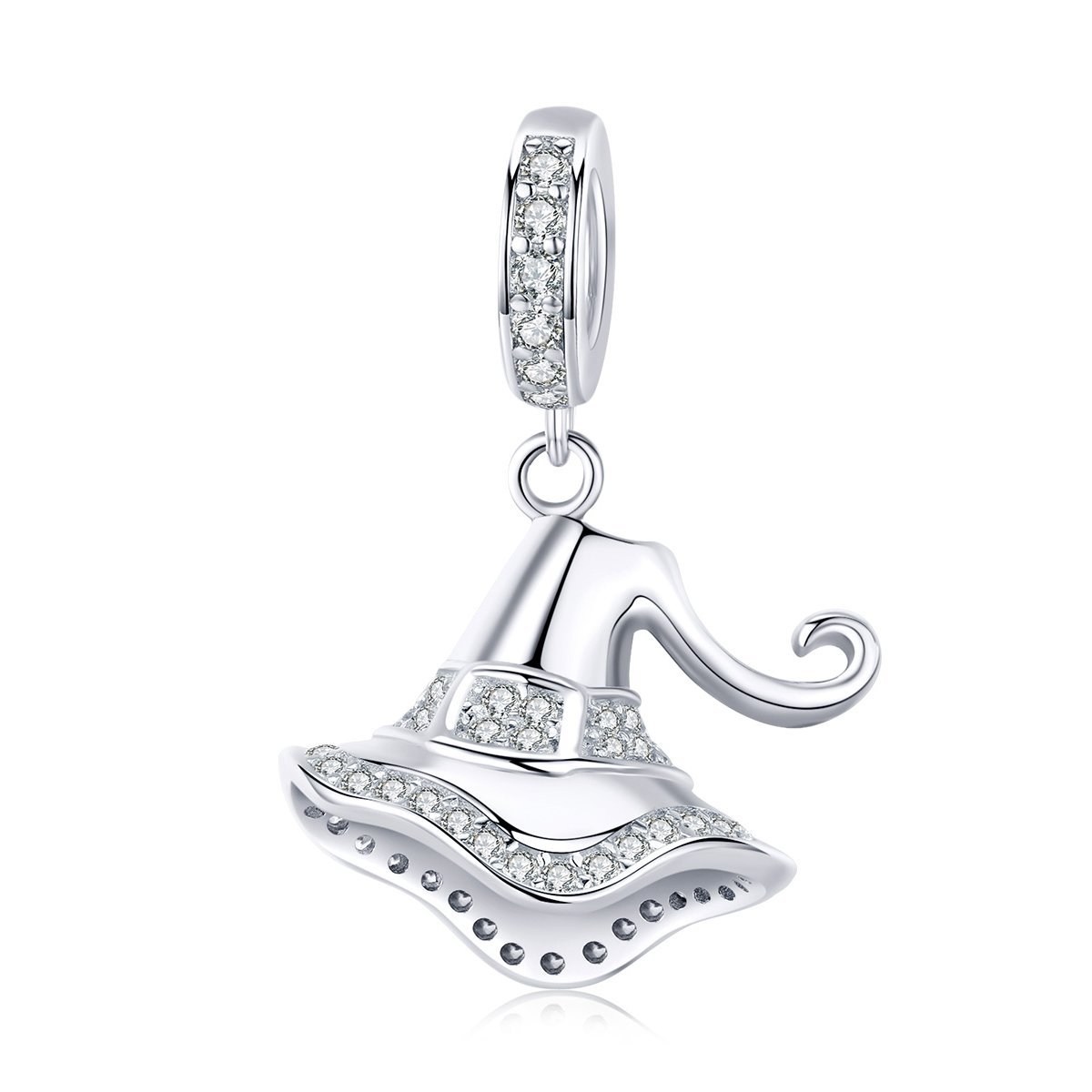 Halloween Wizard Hat 925 Sterling Silver Dangle Charm - jolics