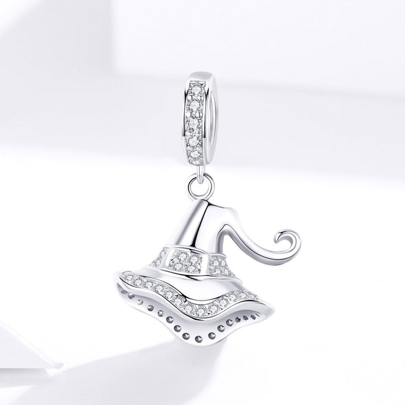 Halloween Wizard Hat 925 Sterling Silver Dangle Charm - jolics