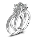 Handmade 1.6 CT Princess Cut Sterling Silver Wedding Set - jolics