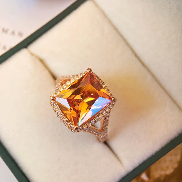 Handmade 3 CT Cushion Cut Rose Gold Halo Ring - jolics