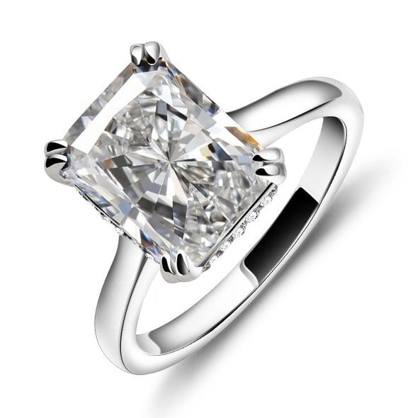 Handmade 4.0 CT Radiant Cut Under Halo 925 Sterling Silver Ring - jolics