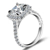 Handmade Cushion Cut 3.7CT Halo Sterling Silver Ring - jolics