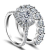 Handmade Cushion Cut 3.8CT Halo 925 Sterling Silver Anniversary Set Ring - jolics