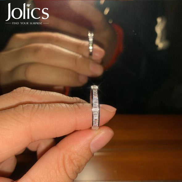 Handmade Emerald Cut Channel Set Band Ring - jolics