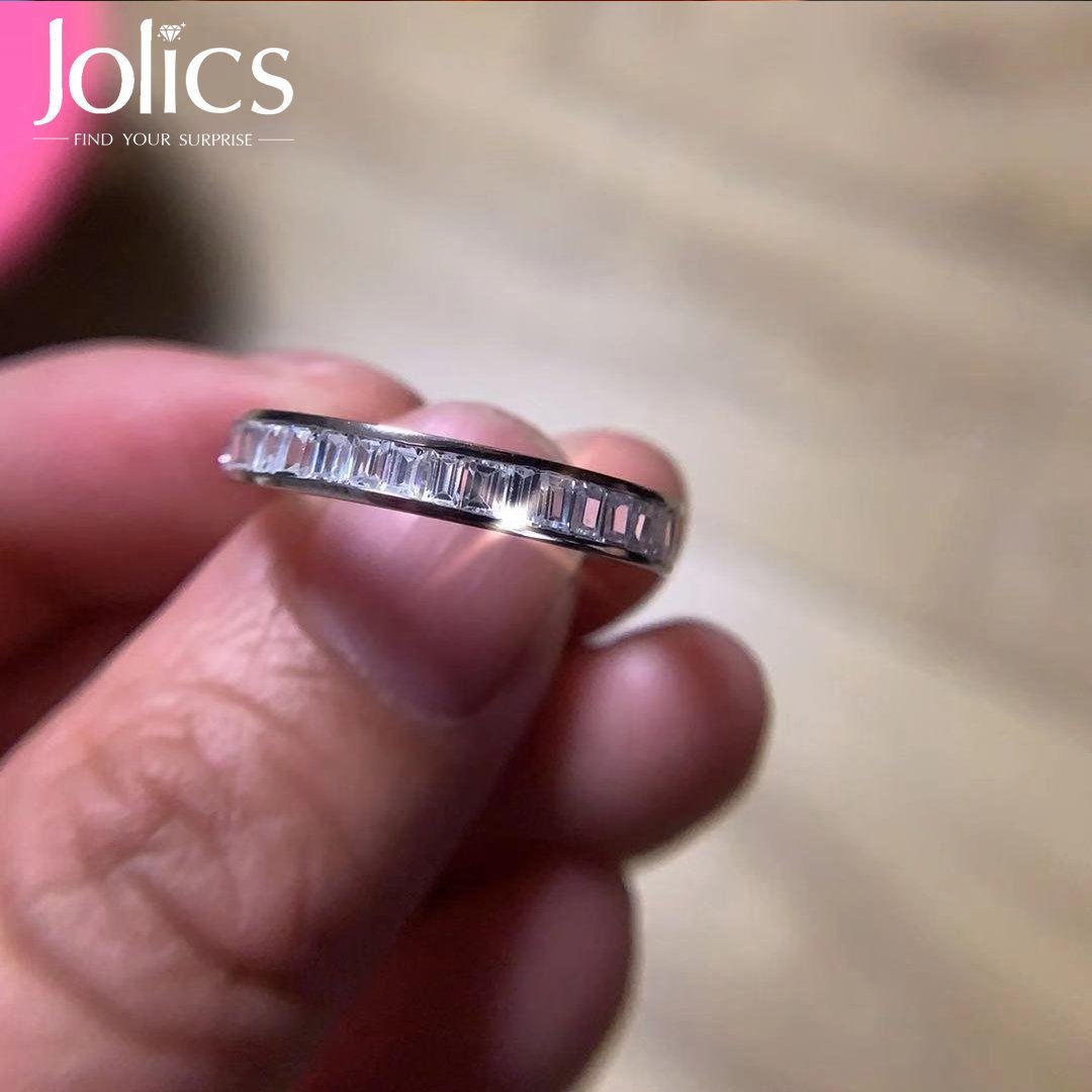 Handmade Emerald Cut Channel Set Band Ring - jolics