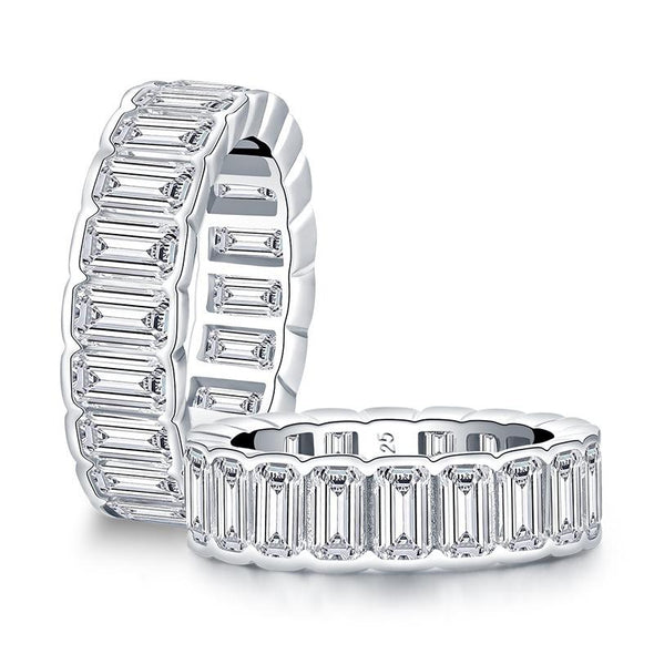 Handmade Emerald Cut Sterling Silver Eternity Ring - jolics