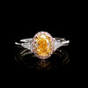 Handmade Fancy Yellow Three Stone Oval Cut Ring - jolics