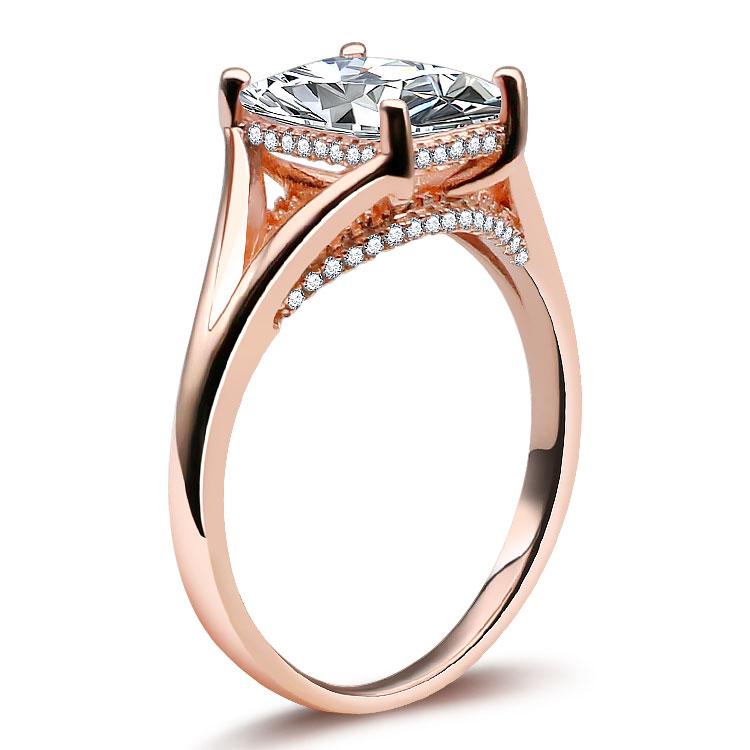 Handmade Rose Gold 3.0CT Split Band Solitaire Engagement Ring - jolics