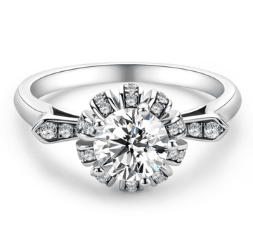 Handmade Solitaire Round Cut Moissanite Flower 925 Sterling Silver Wedding Ring - jolics