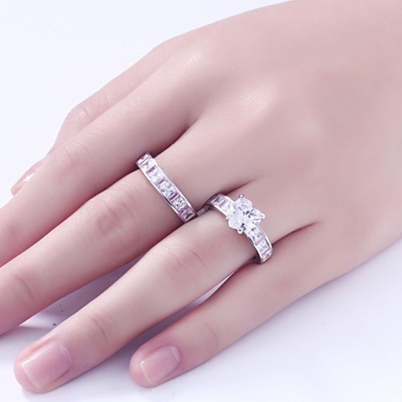 Heart Cut Created White Sapphire Wedding Set - jolics