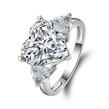 Heart Cut Three Stone Solitaire Classic Ring - jolics