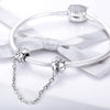 Heart Link 925 Sterling Silver Bracelet Safety Chain Charm - jolics