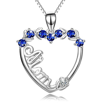 Heart Pendant Necklace With Blue Stones - jolics