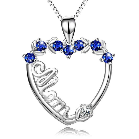 Heart Pendant Necklace With Blue Stones - jolics