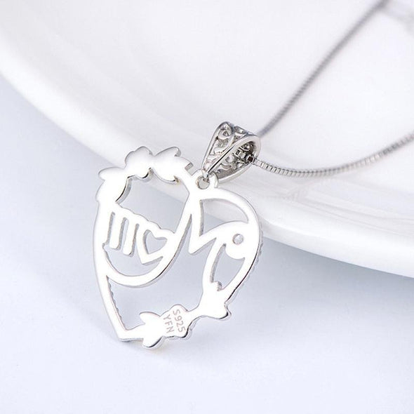 Heart Pendant Necklace With Flowers - jolics