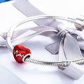 Heart Shape EEG 925 Sterling Silver Bead Charm with Cold Enamel - jolics