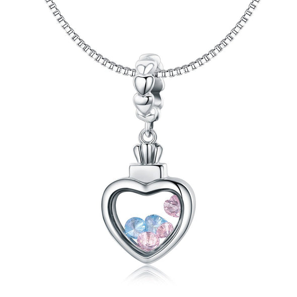 Heart Shape Memory Jar 925 Sterling Silver Charm - jolics