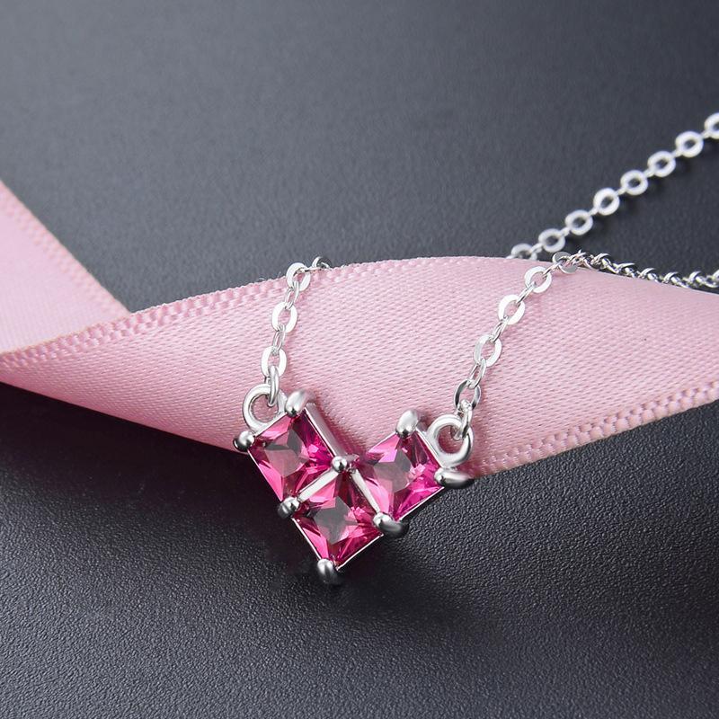 Heart Shape Square Stones Necklace - jolics