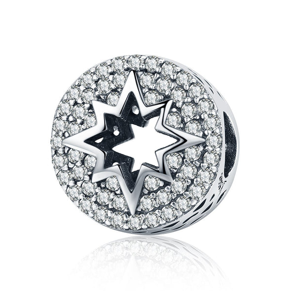 Hollow Out Star 925 Sterling Silver Pavé Charm - jolics