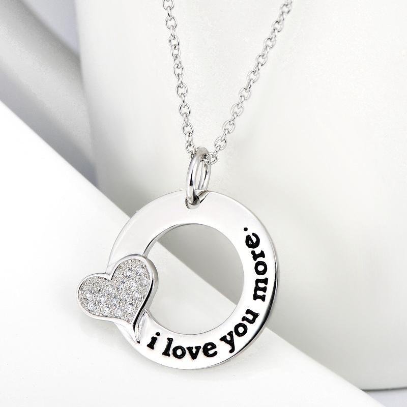 I Love You More With Heart- Circle Pendant Necklace - jolics