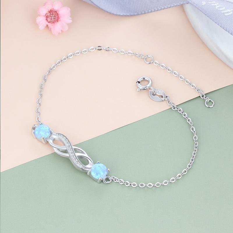 Infinity Blue Opal Silver Bracelet - jolics