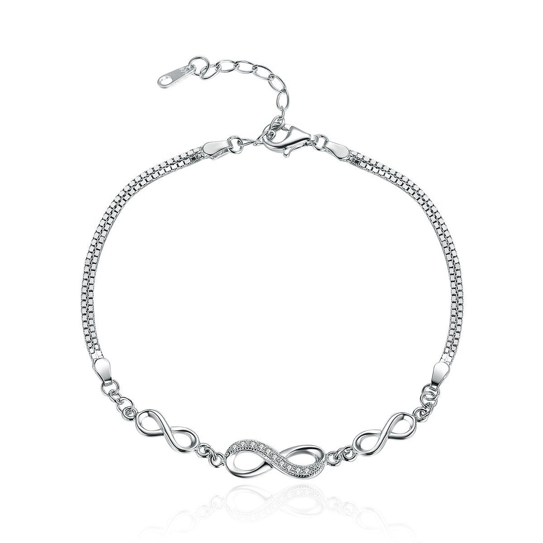 Infinity Love 925 Sterling Silver Adjustable Chain Bracelet - jolics