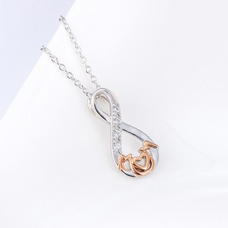 Infinity Pendant Necklace With Stones - jolics