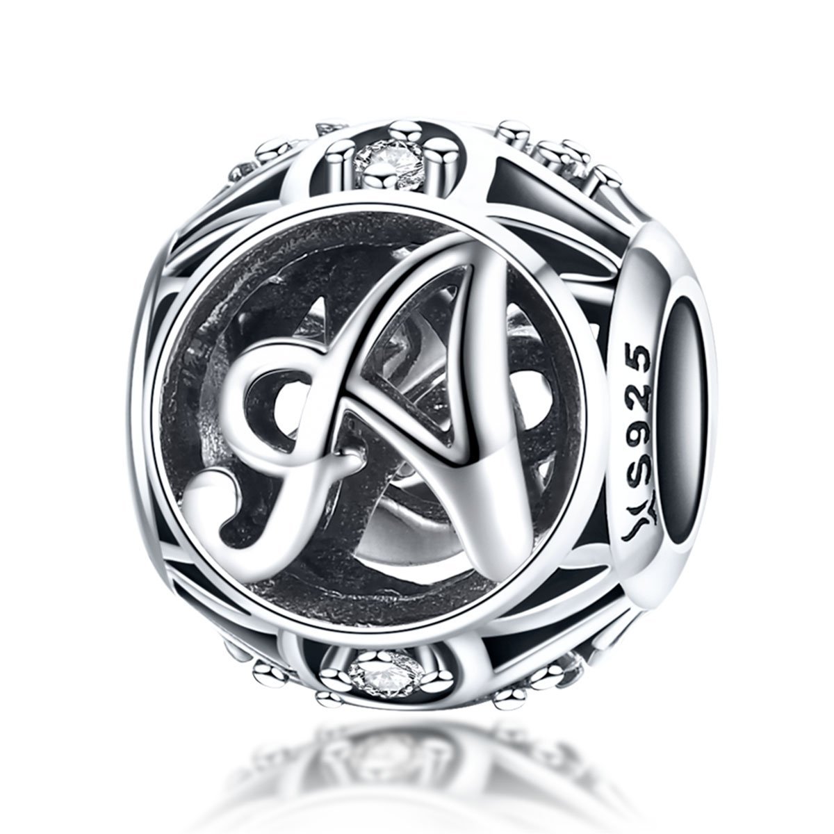 Initial Letter A-Z 925 Sterling Silver Charms for Bracelet - jolics