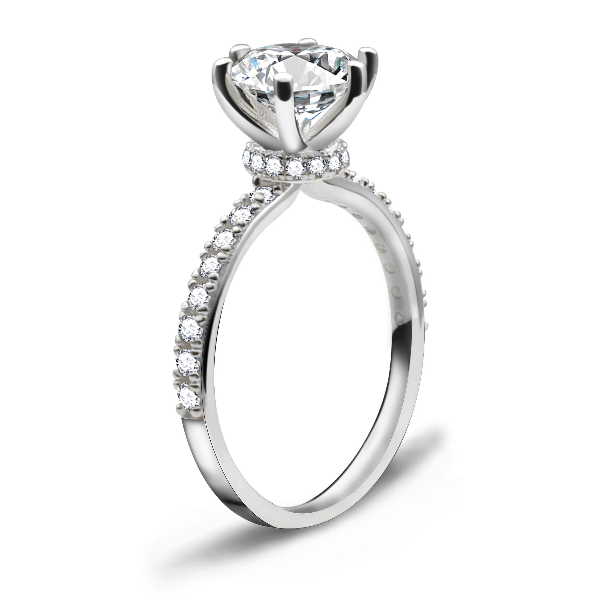 Jolics 1.5ct Round Cut 925 Sterling Silver Classic Six Prong Engagement Ring - jolics