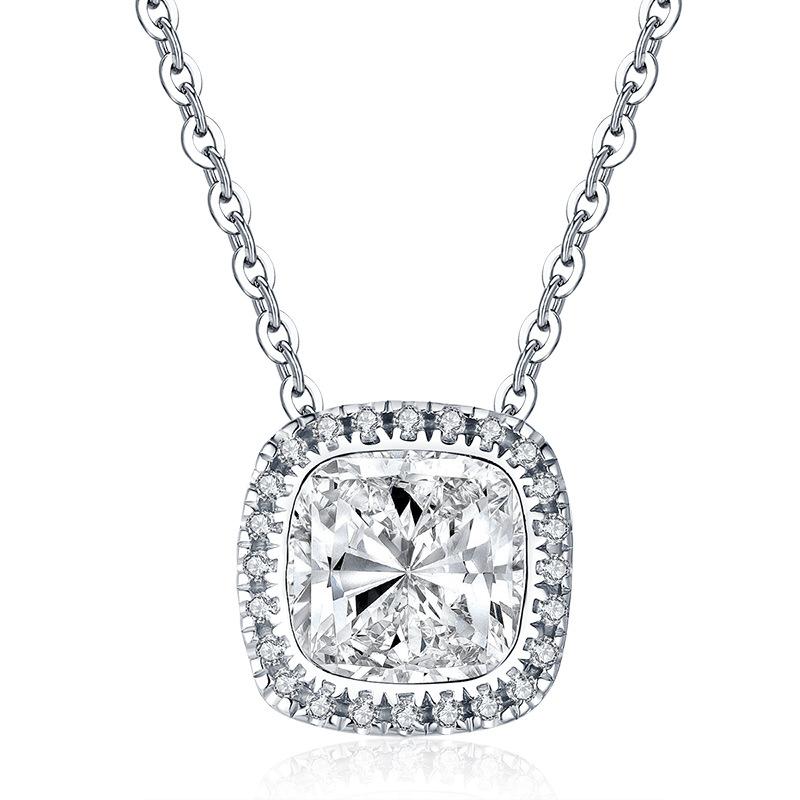 Jolics 2.0ct Cushion Cut Halo Pendant Necklace - jolics