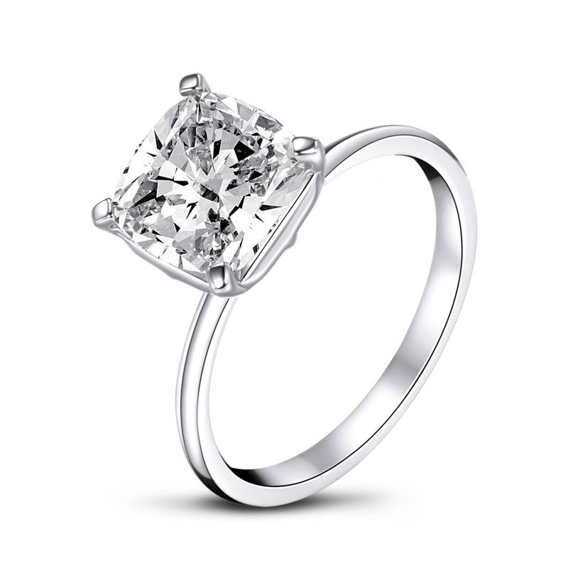 Jolics 3ct Cushion Cut Solitaire 925 Sterling Silver Ring - jolics