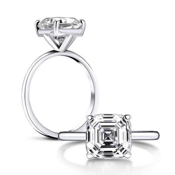 Jolics Asscher Cut Classic 925 Sterling Silver Ring - jolics