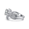 Jolics Curved Heart Cut Halo Twist Sterling Silver Ring Set - jolics