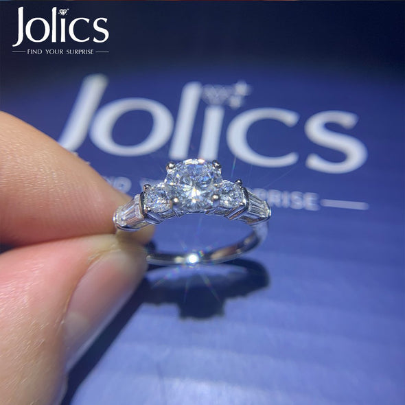 Jolics Handmade 1.5 CT Round Cut Sterling Silver Ring - jolics