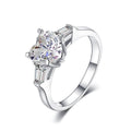 Jolics Handmade 2.0 CT Tapered Three Stone Silver Heart Ring - jolics