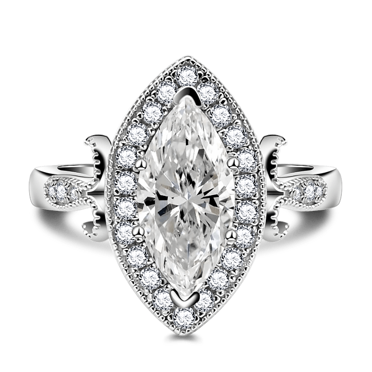 Jolics Handmade 2.8ct Marquise Cut 925 Sterling Silver Engagement & Bridal Ring - jolics