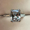 Jolics Handmade 3.0 CT Princess Cut Tapered Three Stone Sterling Silver Ring - jolics