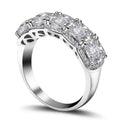 Jolics Handmade 4ct Cushion Cut Halo Silver Wedding Band - jolics