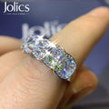 Jolics Handmade 4ct Cushion Cut Halo Silver Wedding Band - jolics