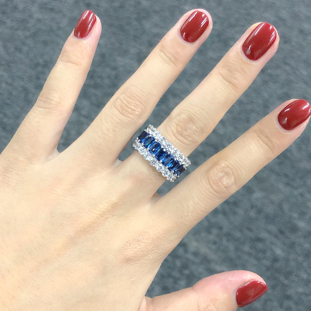 Jolics Handmade 7.8 CT Blue Sapphire Eternity Ring Band - jolics