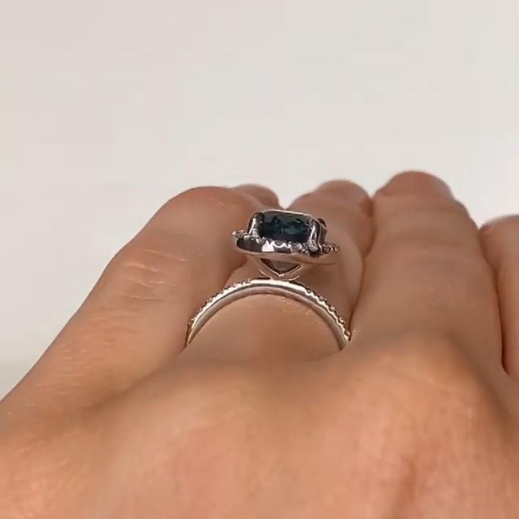 Jolics Handmade 8ct Oval Cut Halo Blue Stone 925 Sterling Silver Ring - jolics