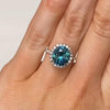 Jolics Handmade 8ct Oval Cut Halo Blue Stone 925 Sterling Silver Ring - jolics