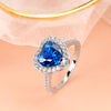 Jolics Handmade Elegance Blue Sapphire Heart Cut Halo 925 Sterling Silver Ring - jolics