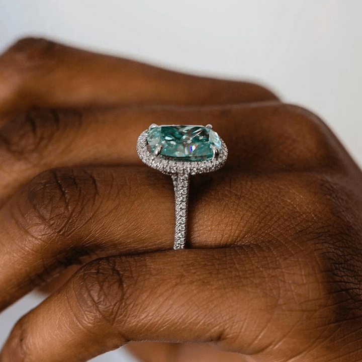 Jolics Handmade Halo Cushion Cut Paraiba Tourmaline Engagement Ring - jolics