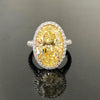 Jolics Handmade Oval Cut Halo Yellow Sapphire Sterling Silver Ring - jolics