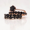 Jolics Handmade Rose Gold Black Diamonds Round Cut Sterling Silver Anniversary Set Ring - jolics