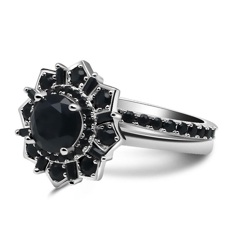 Jolics Handmade Round Cut Black Gold Sterling Silver Ring - jolics